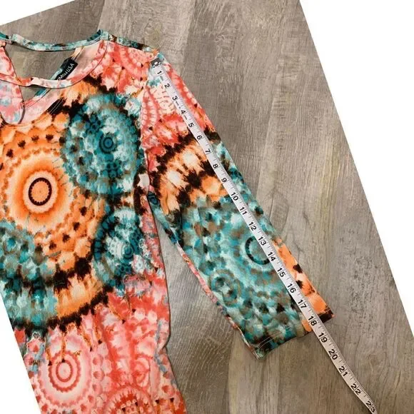 V neck/back multicolored tunic w/pockets - Picture 10 of 15